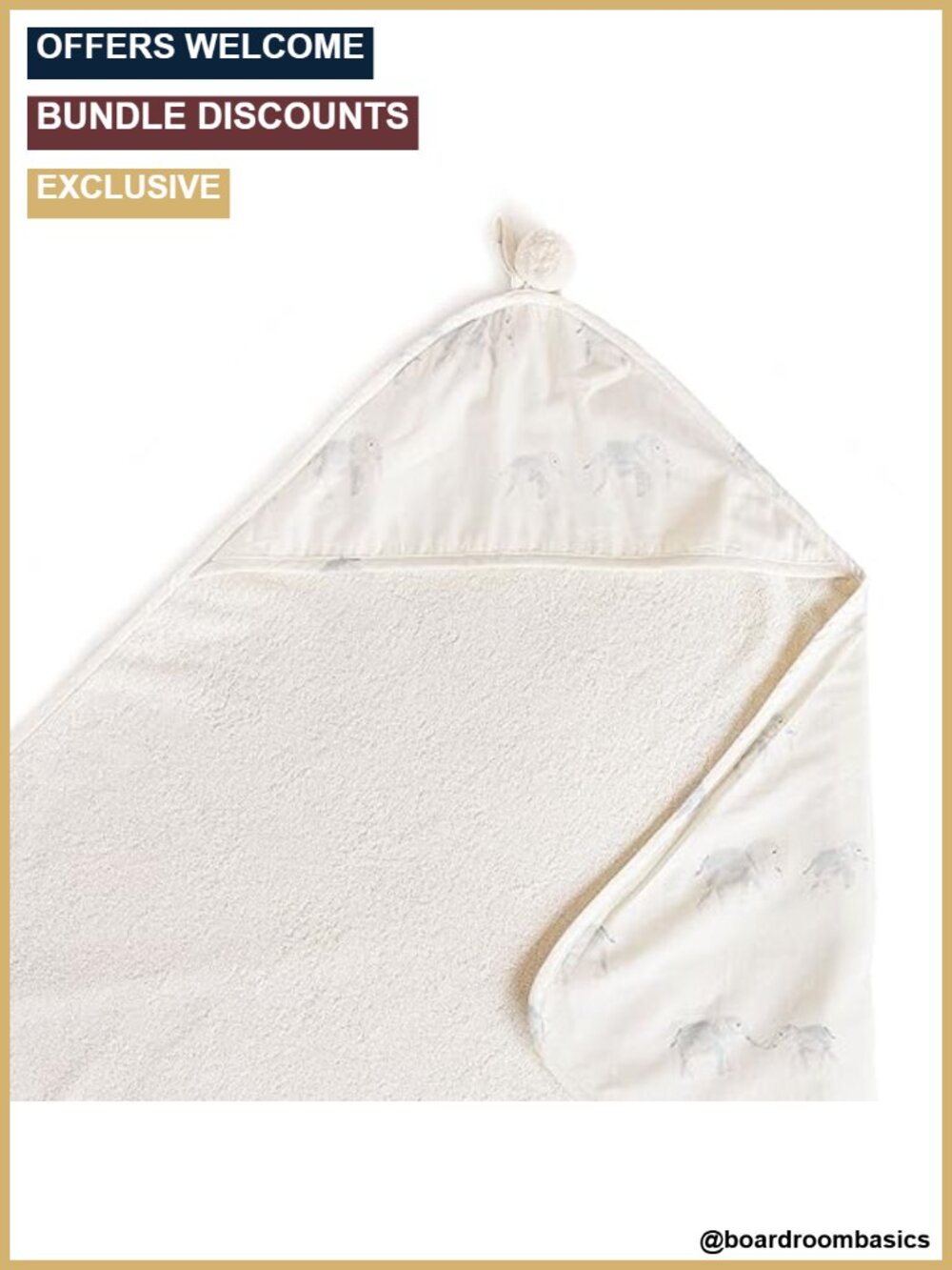 Hooded Towel 30x30 Absorbent French Terry Soft Brushed 100% Cotton Baby Bath